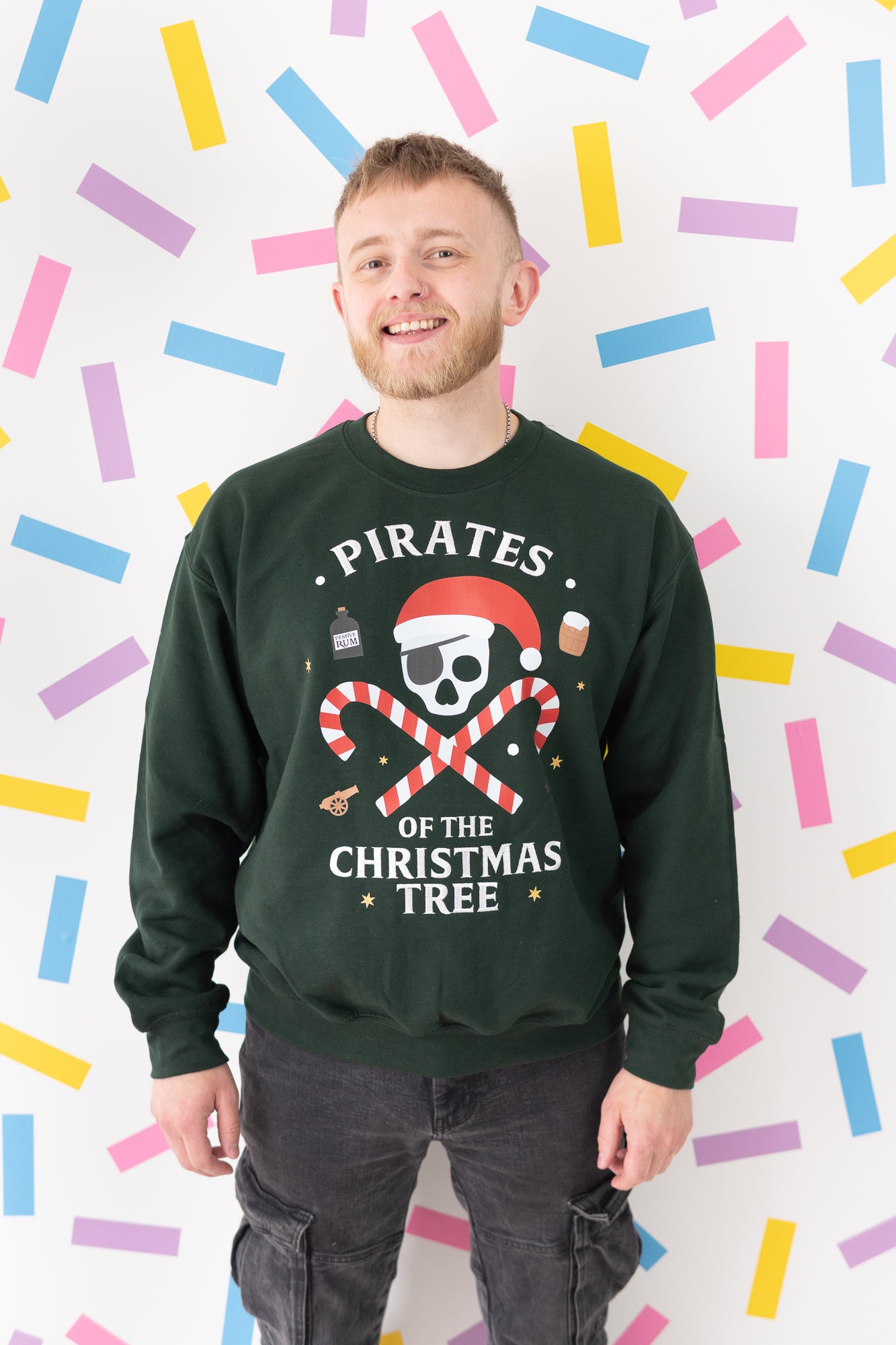 Pirates of the Christmas Tree – Forrest Green Christmas Jumper