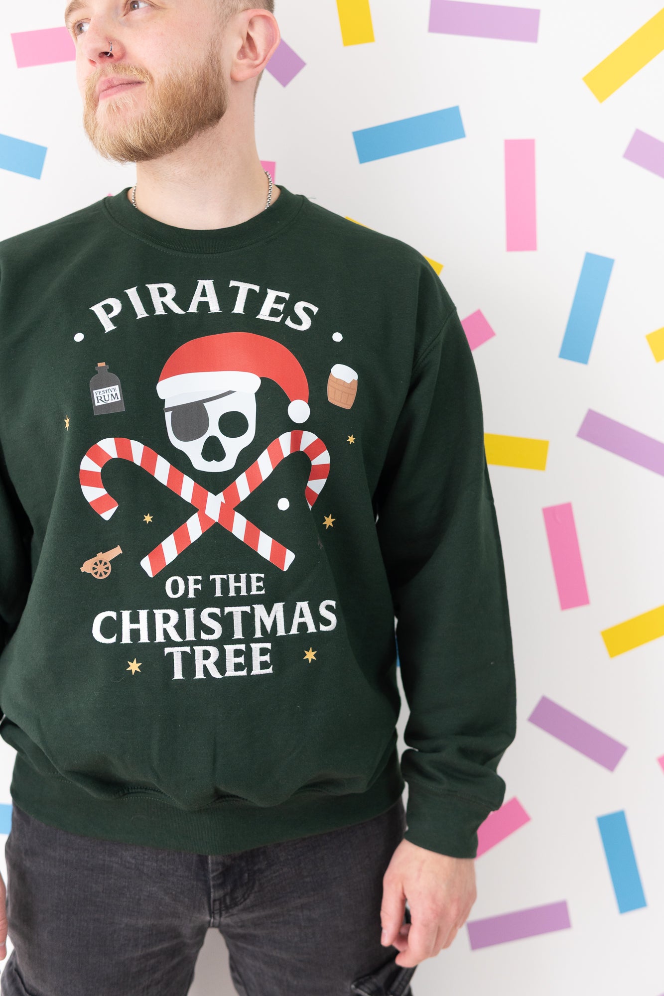 Pirates of the Christmas Tree – Forrest Green Christmas Jumper