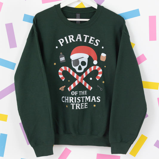 Pirates of the Christmas Tree – Forrest Green Christmas Jumper