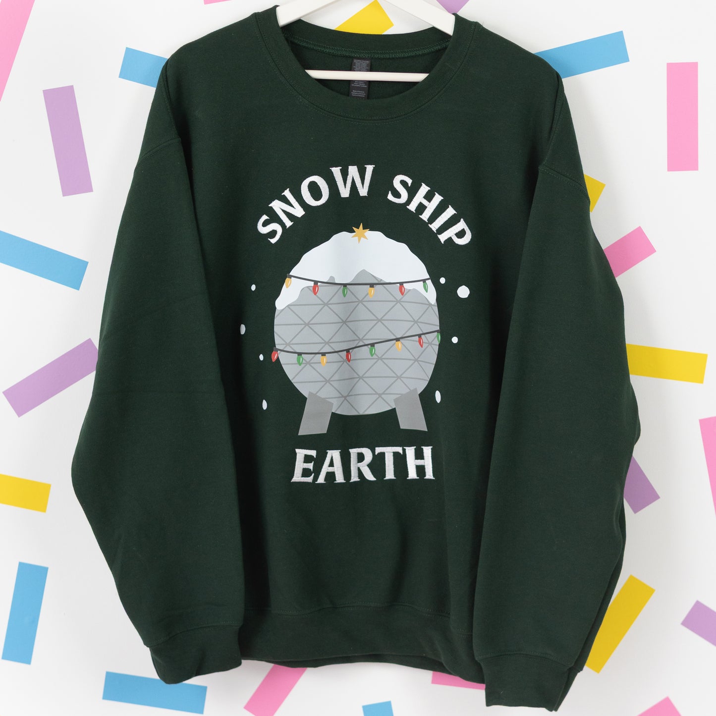 Snow Ship Earth – Forrest Green Christmas Jumper