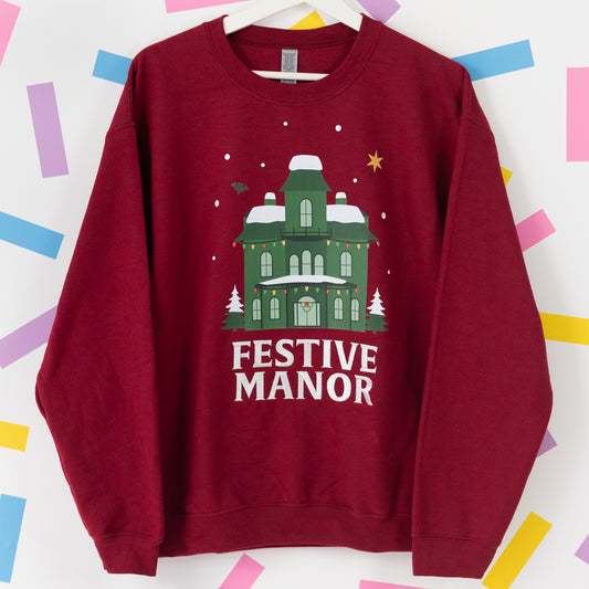Festive Manor – Garnet Red Christmas Jumper