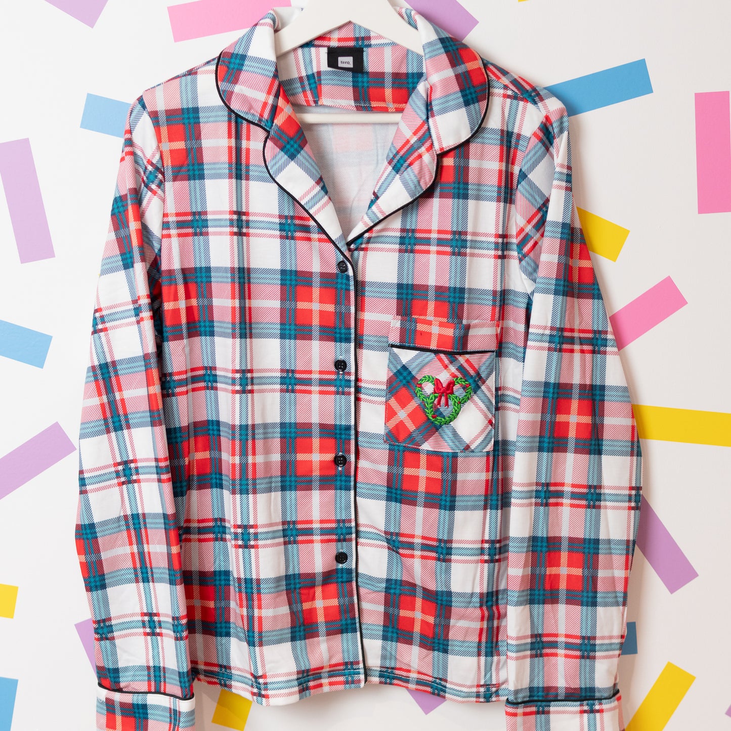 Mickey & Minnie Wreath Check PJs Set