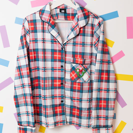Mickey & Minnie Wreath Check PJs Set