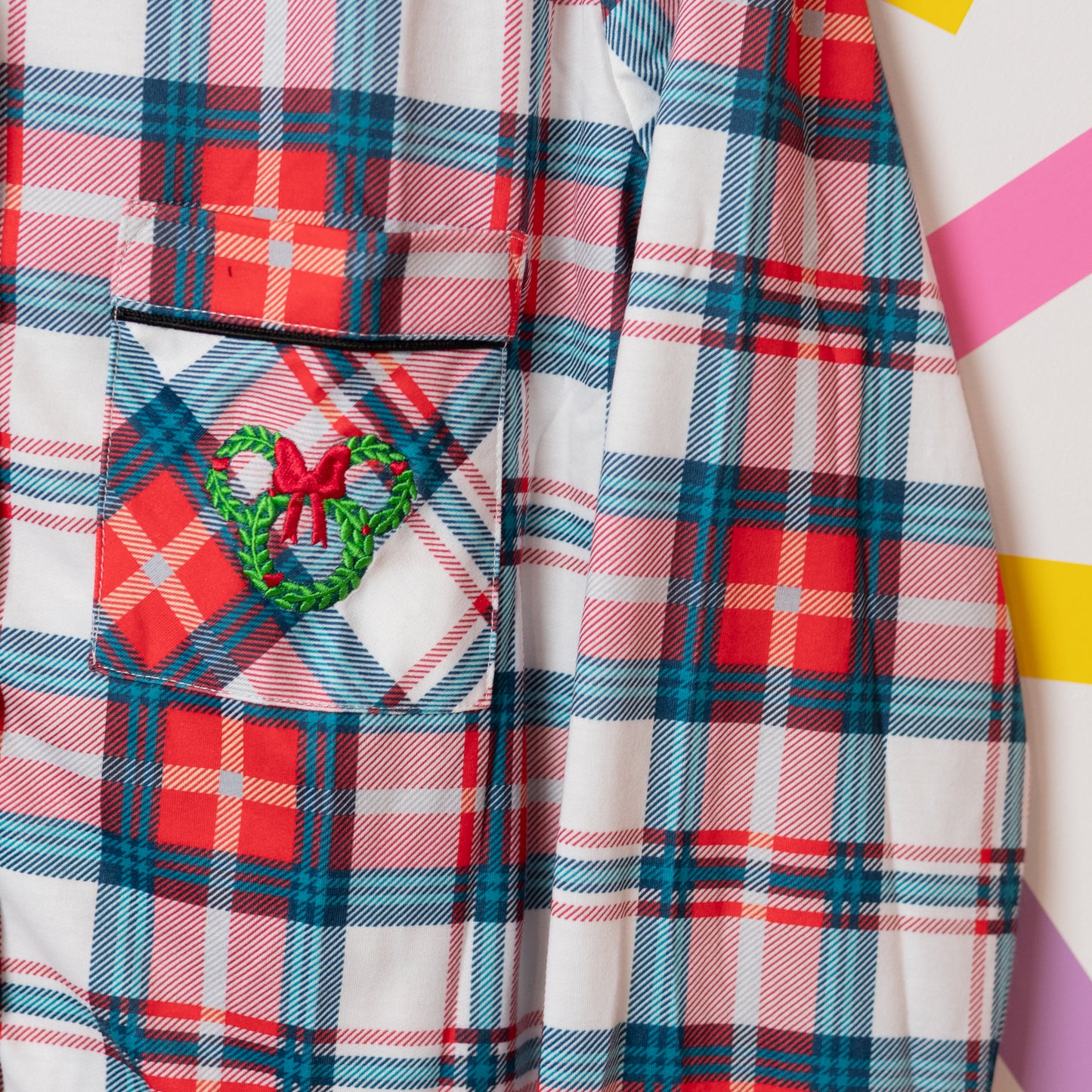 Mickey & Minnie Wreath Check PJs Set