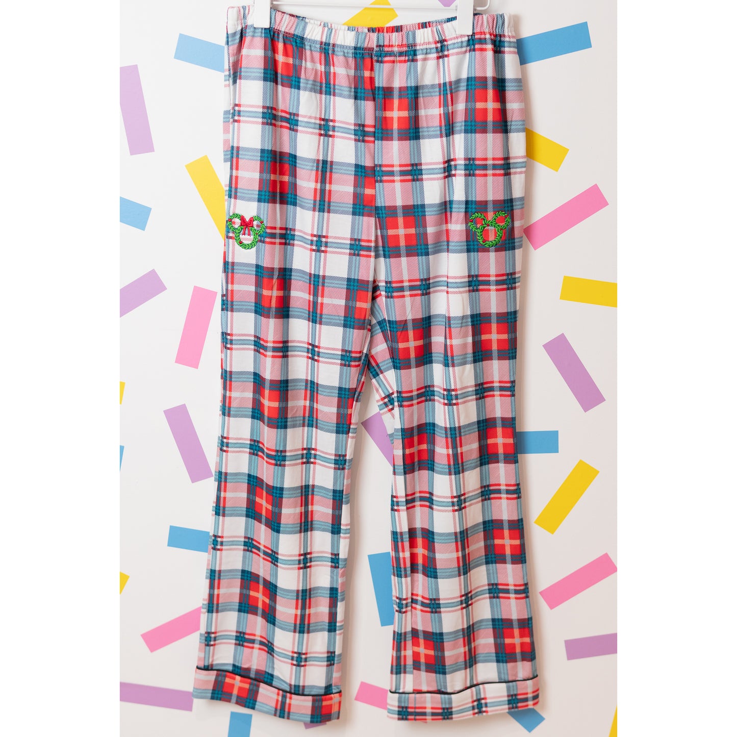 Mickey & Minnie Wreath Check PJs Set