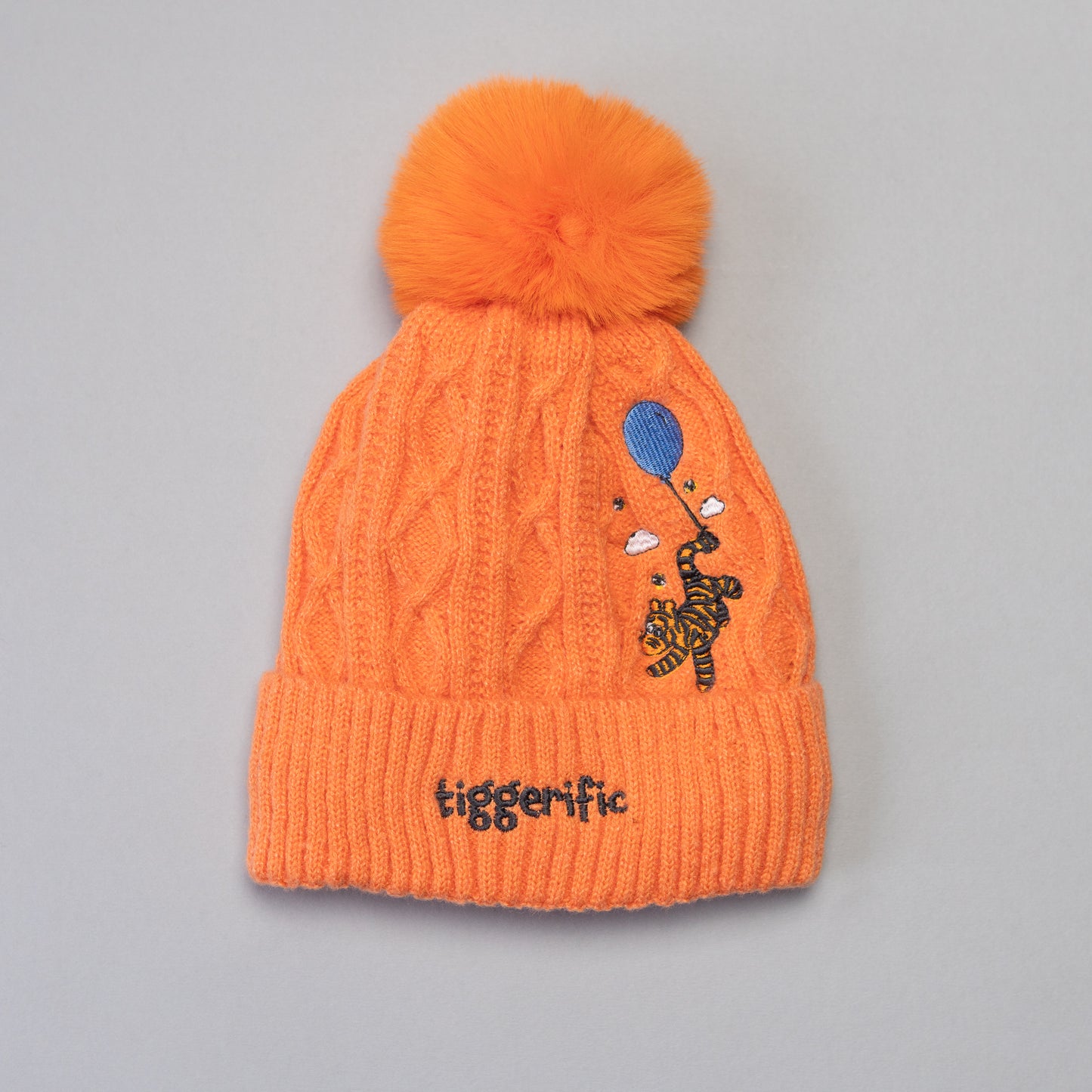 Tigger Balloon Orange Pom Pom Embroidered Beanie