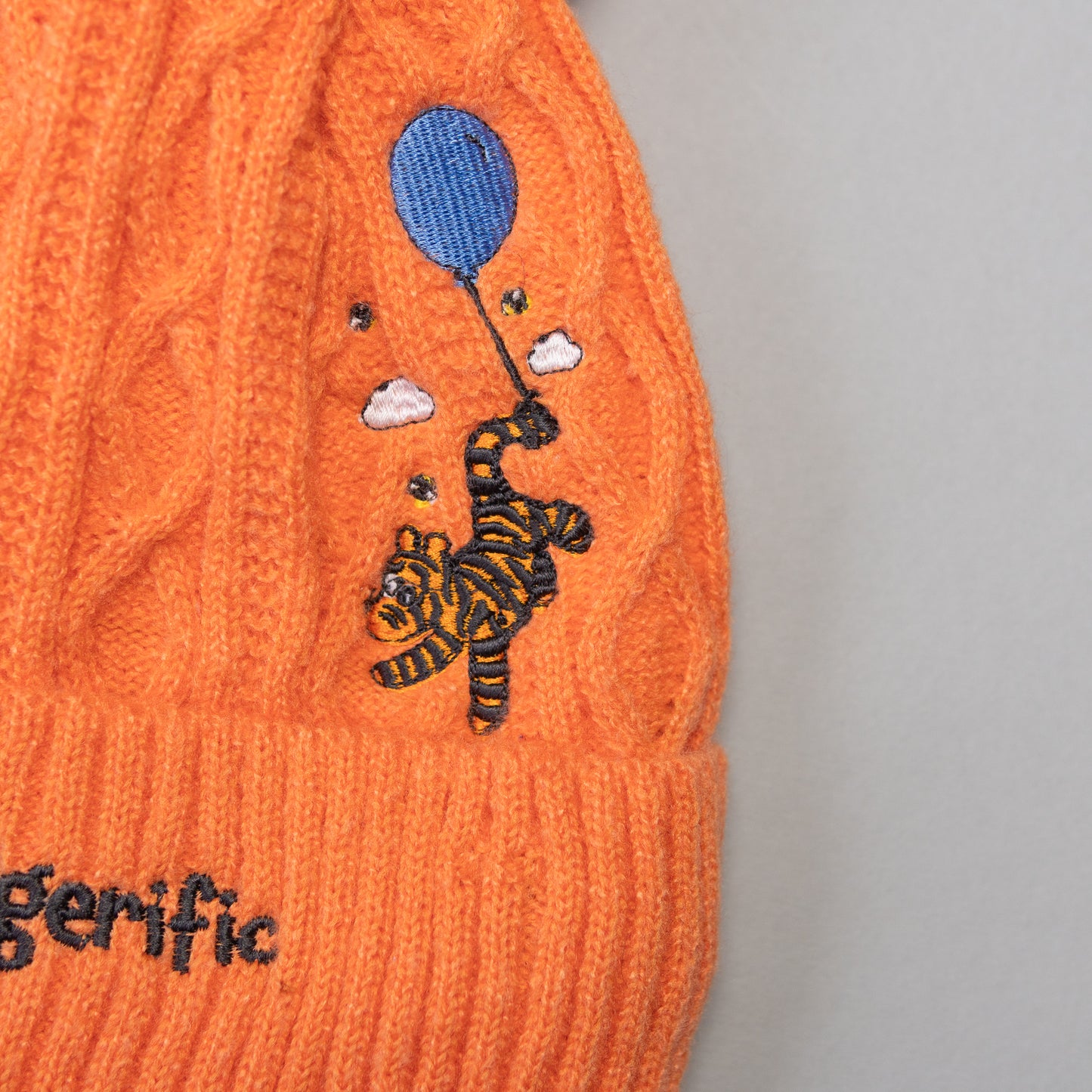 Tigger Balloon Orange Pom Pom Embroidered Beanie