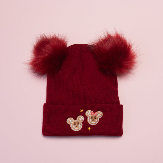Mickey & Minnie Gingerbread Pom Pom Beanie