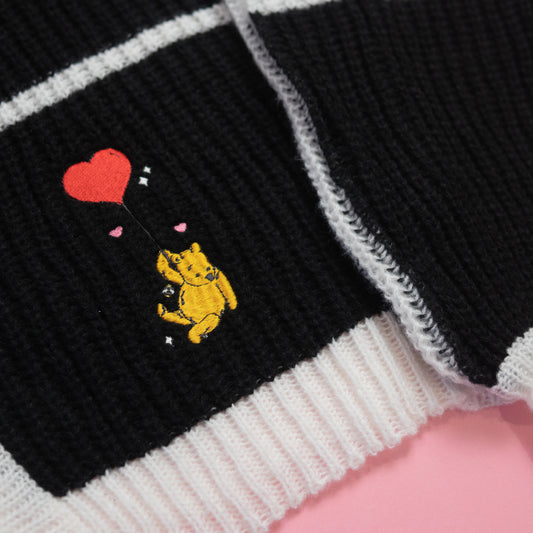 Winnie Valentines Embroidered Cardigan - Black/White