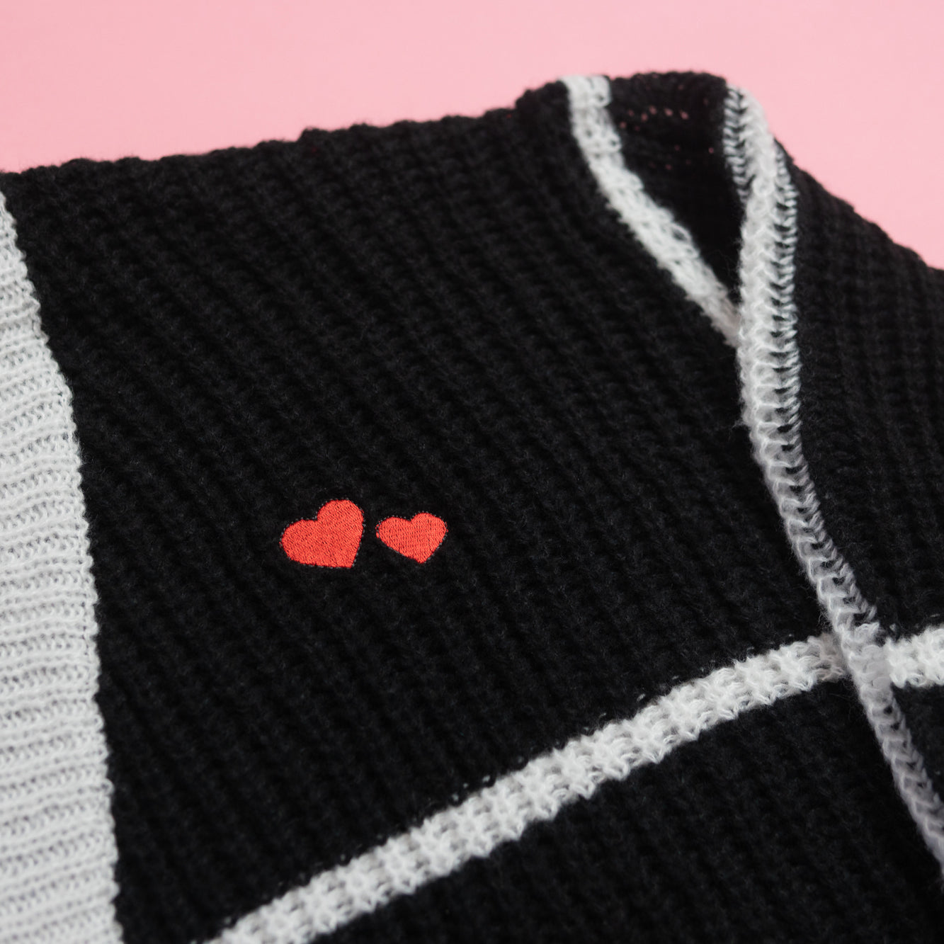 Winnie Valentines Embroidered Cardigan - Black/White