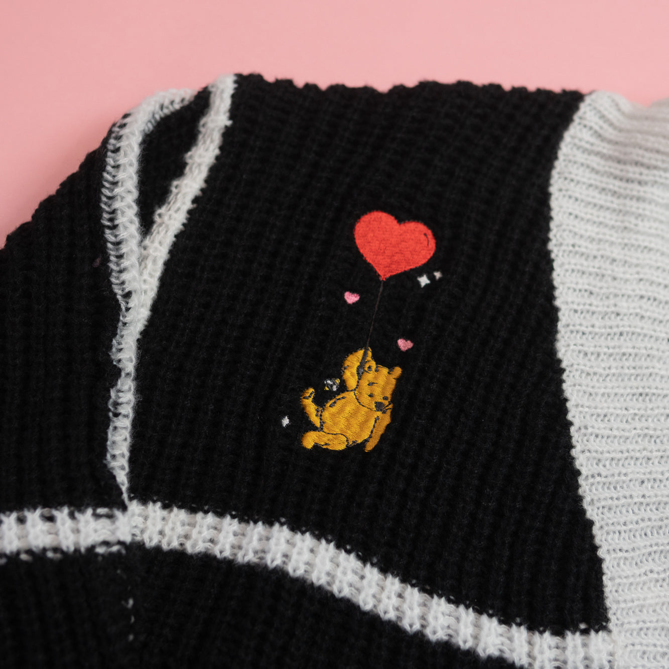 Winnie Valentines Embroidered Cardigan - Black/White