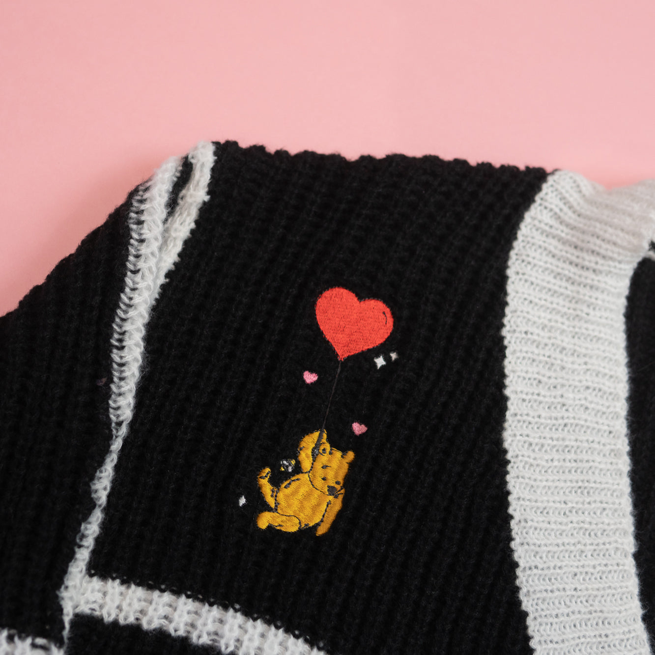 Winnie Valentines Embroidered Cardigan - Black/White