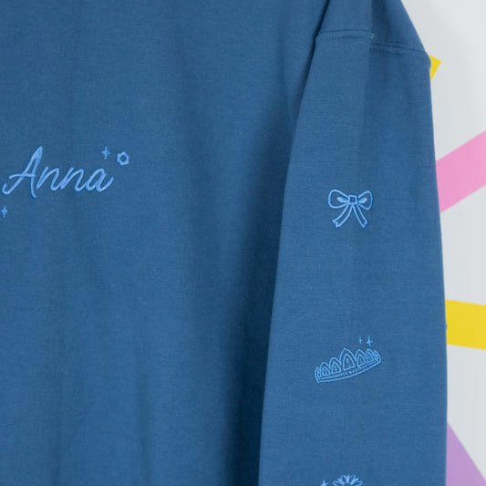 Anna Frozen Embroidered Indigo Blue Jumper