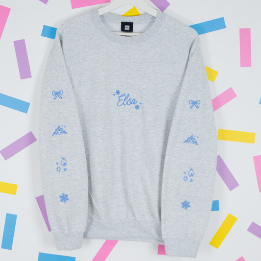 Elsa Frozen Embroidered Ash Grey Jumper