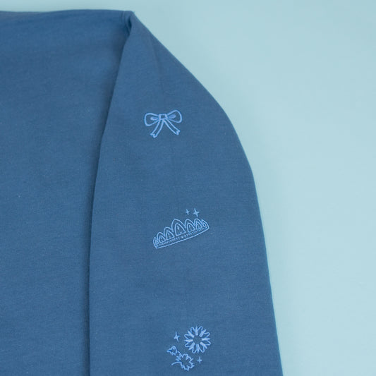 Anna Frozen Embroidered Indigo Blue Jumper