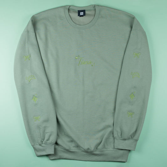 Tiana Embroidered Dusty Green Jumper
