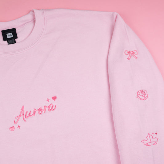 Aurora Embroidered Pink Jumper
