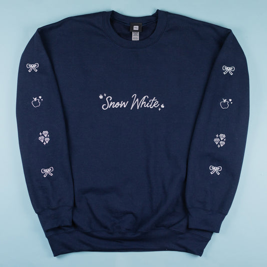 Snow White Embroidered Navy Jumper