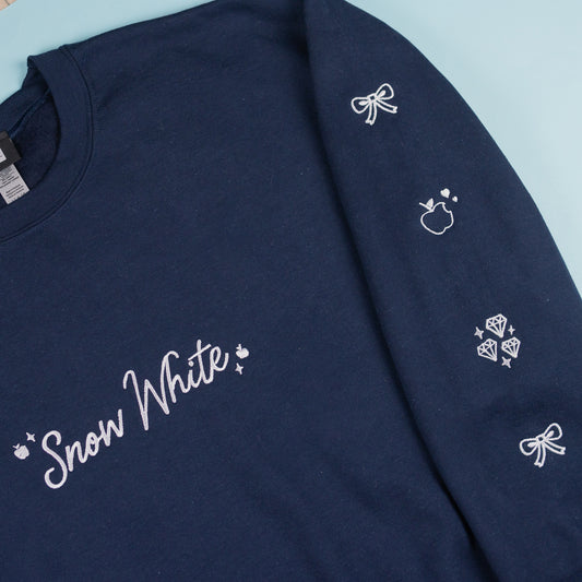 Snow White Embroidered Navy Jumper