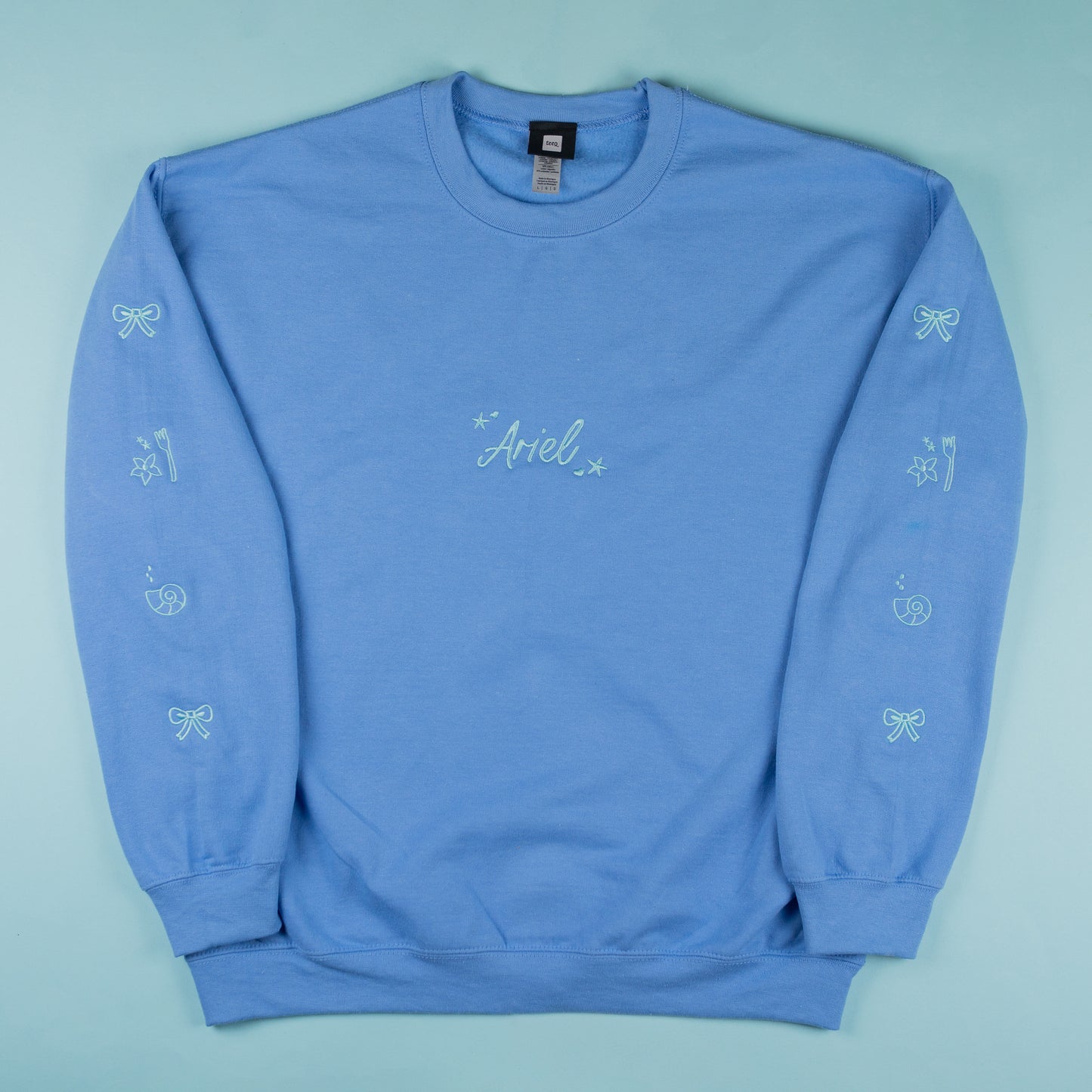Ariel Embroidered Mid Blue Jumper