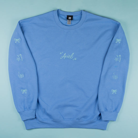Ariel Embroidered Mid Blue Jumper