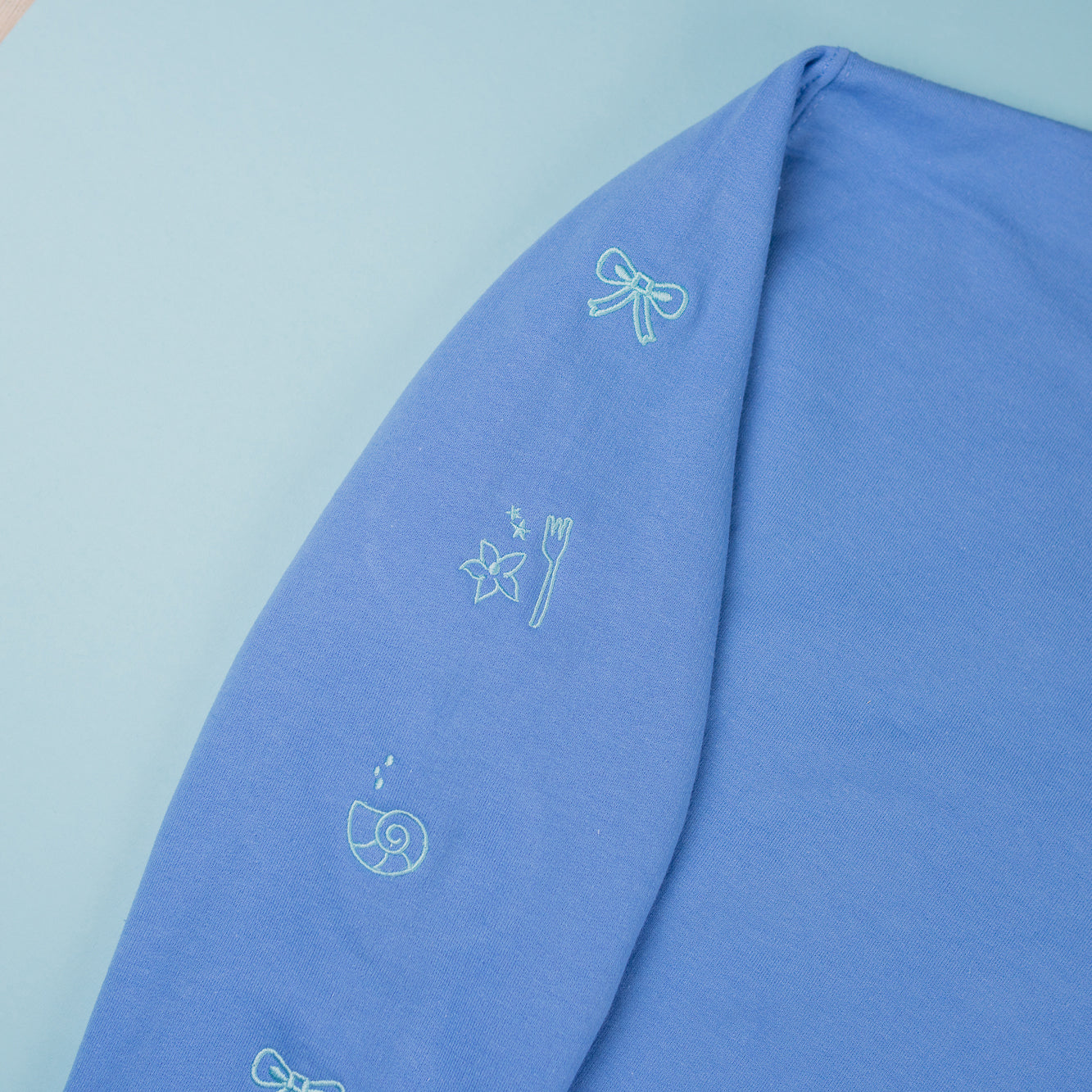 Ariel Embroidered Mid Blue Jumper
