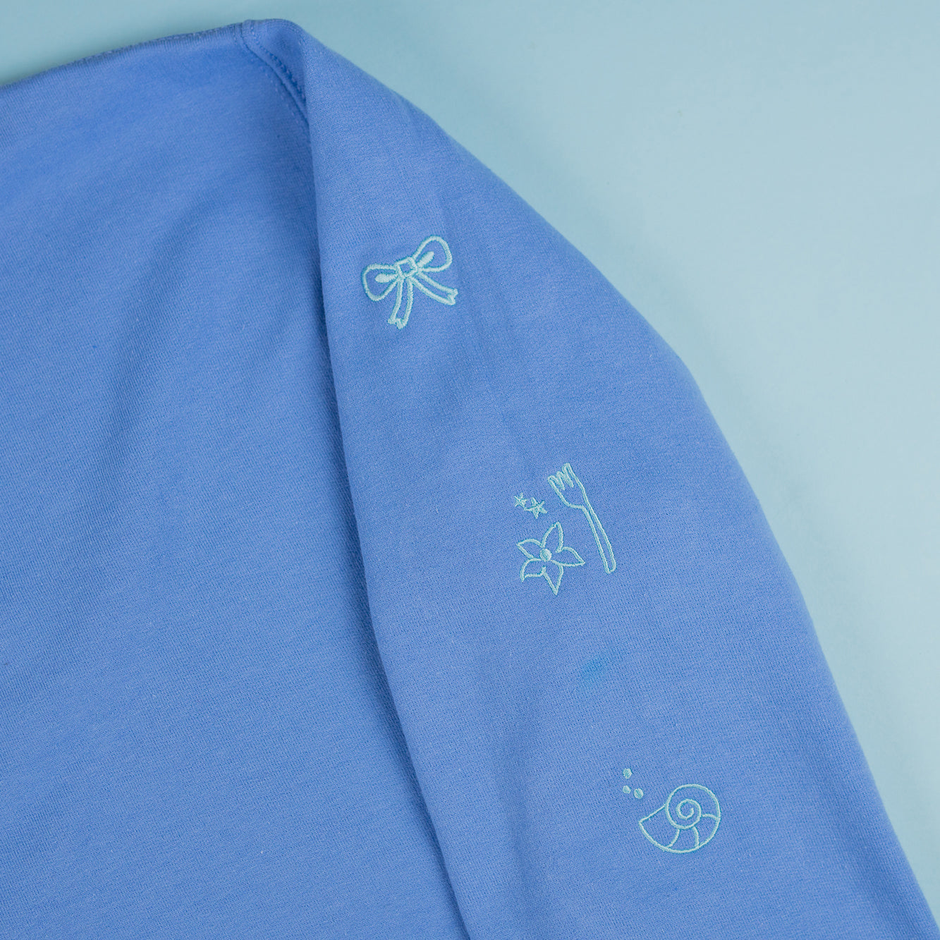 Ariel Embroidered Mid Blue Jumper