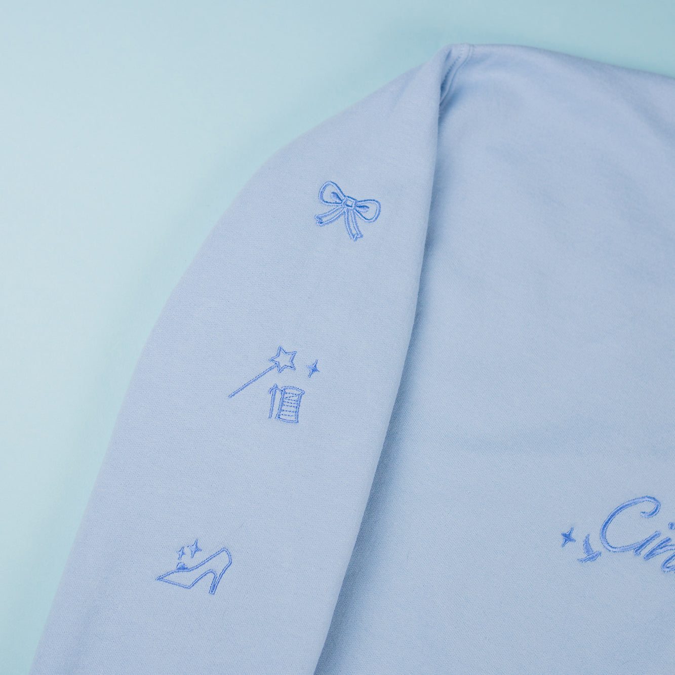 Cinderella Embroidered Light Blue Jumper
