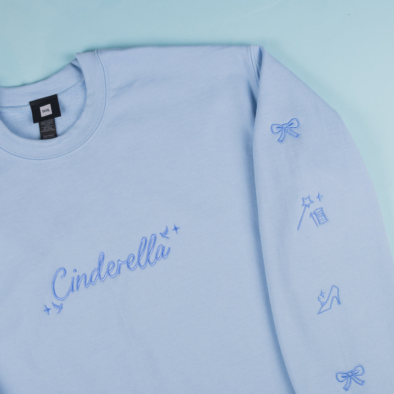 Cinderella Embroidered Light Blue Jumper