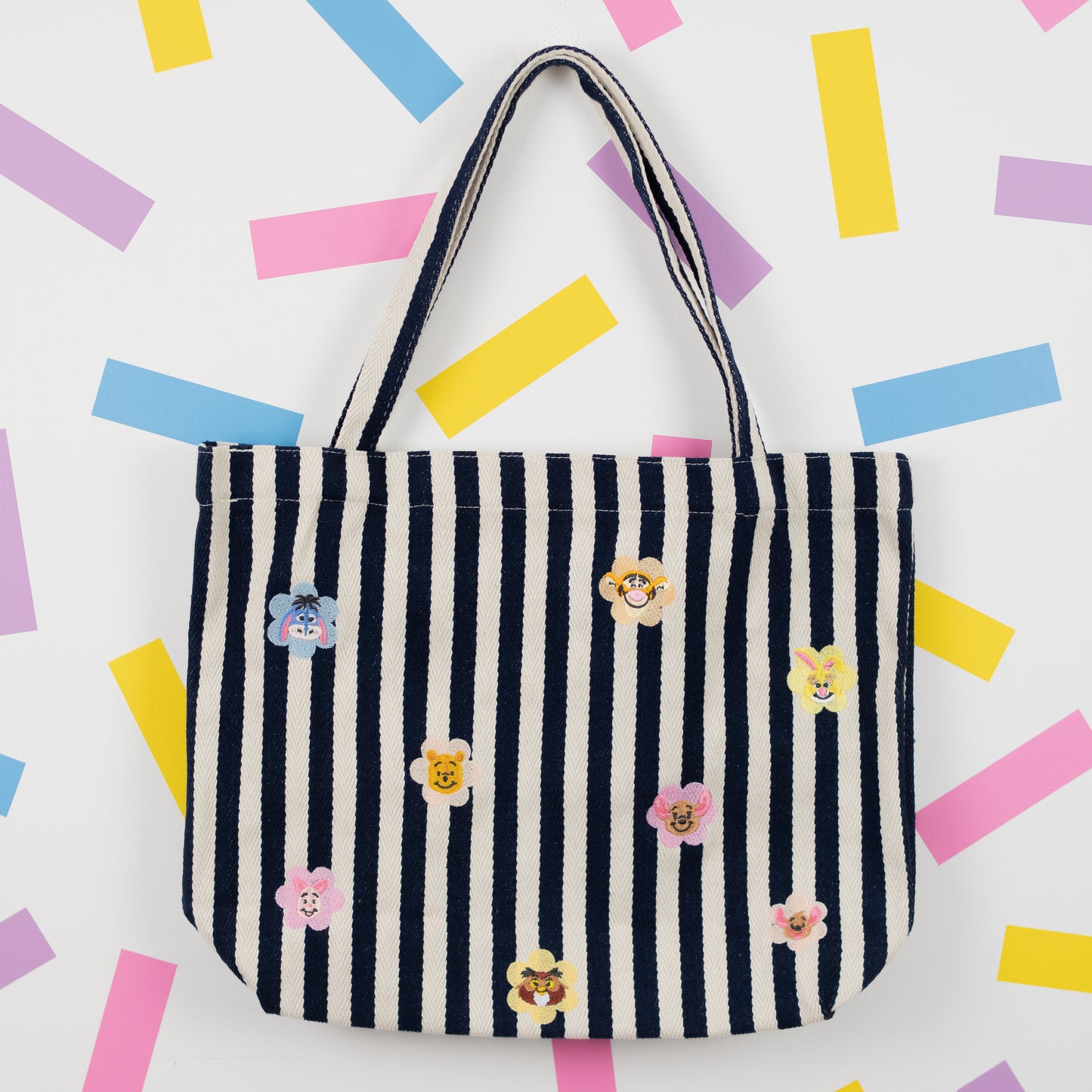 Hundred Aker Wood Navy Stripe Embroidered Tote Bag