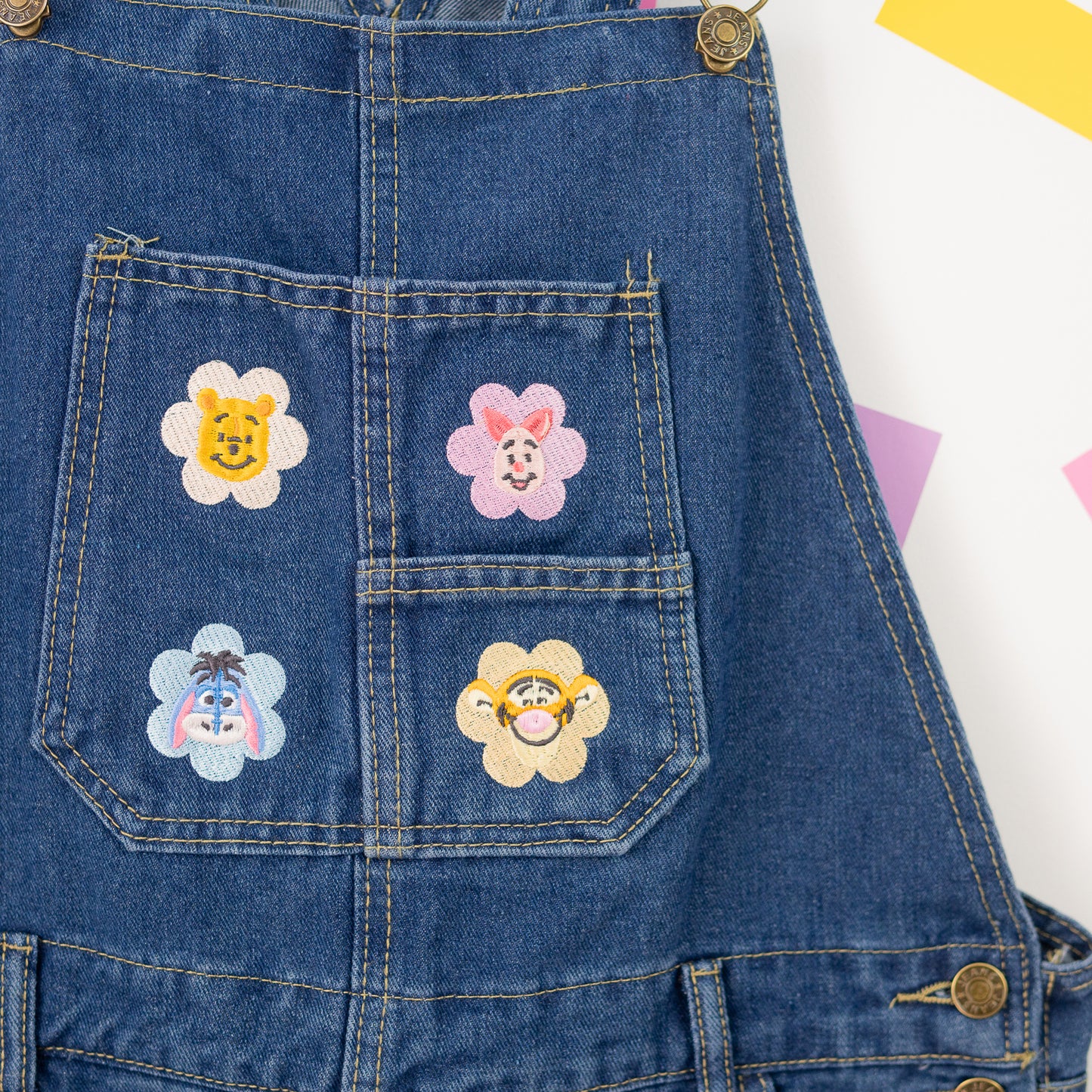 Hundred Aker Wood Denim Embroidered Dungarees