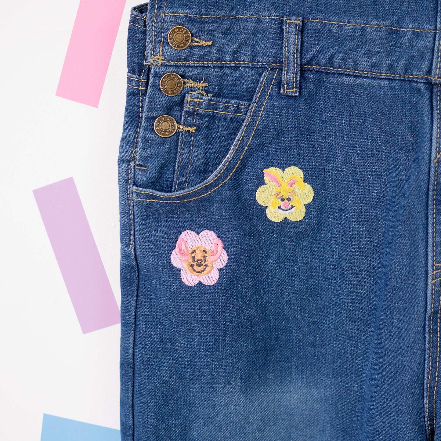 Hundred Aker Wood Denim Embroidered Dungarees