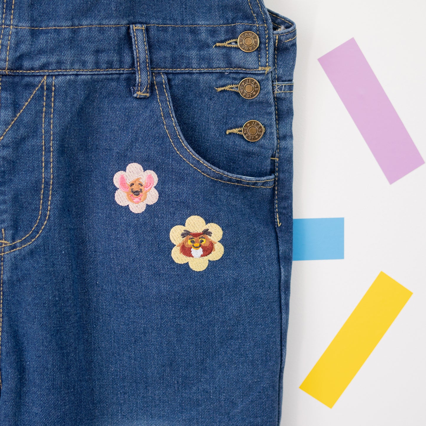 Hundred Aker Wood Denim Embroidered Dungarees
