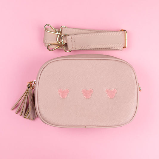 Sample - Minimal Mickey Embroidered Cross Body Bag - Pink