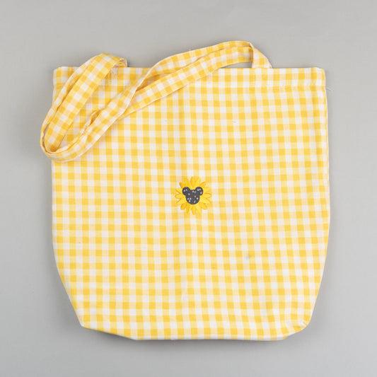 Sample - Mickey Sunflower Gingham Tote Bag - Yellow