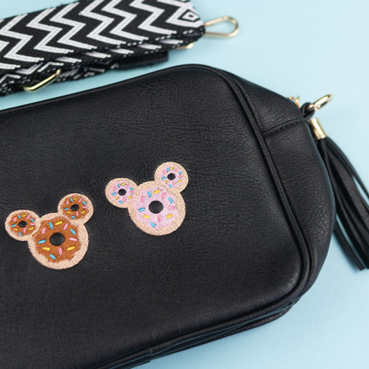 Sample - Mickey Donut Embroidered Cross Body Bag - Black