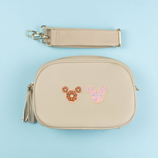 Sample - Mickey Donut Embroidered Cross Body Bag - Beige