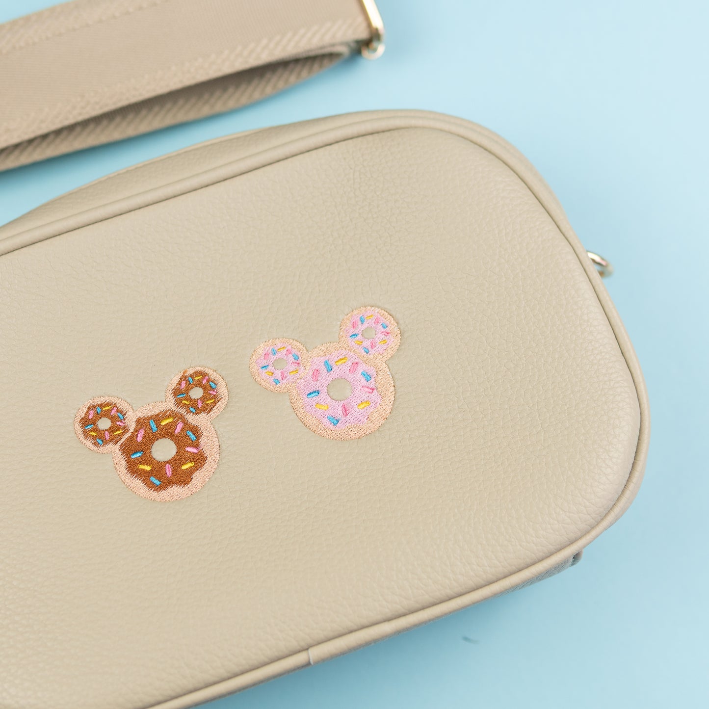 Sample - Mickey Donut Embroidered Cross Body Bag - Beige