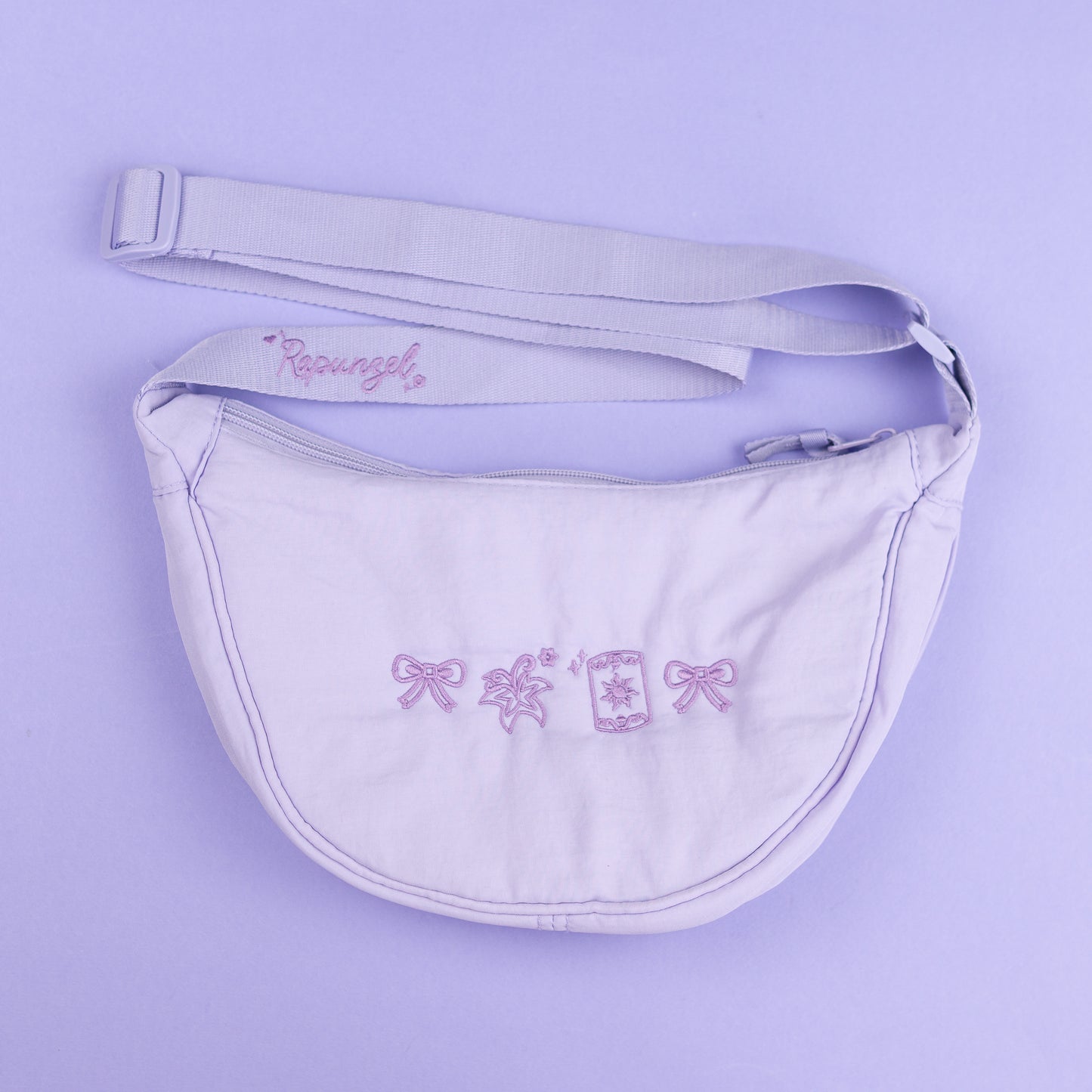 Rapunzel Embroidered Purple Sling Bag