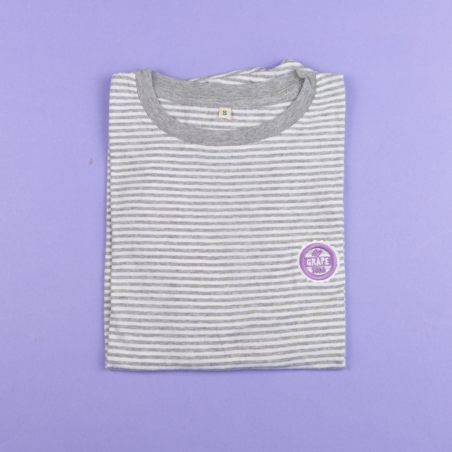 Sample - Grape Soda Embroidered Stripe T-Shirt