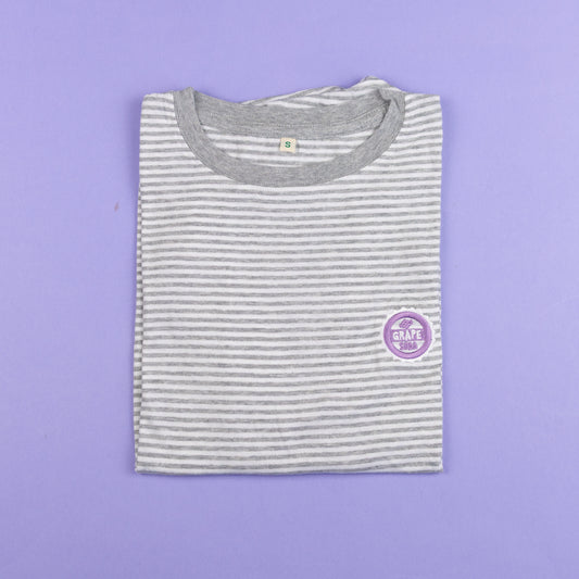 Sample - Grape Soda Embroidered Stripe T-Shirt