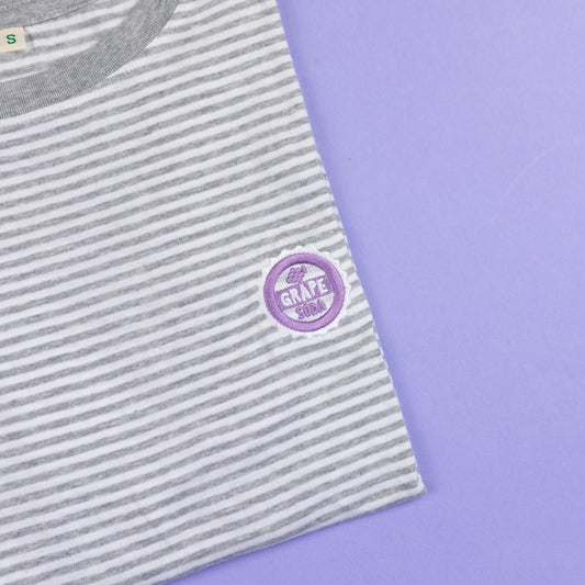 Sample - Grape Soda Embroidered Stripe T-Shirt