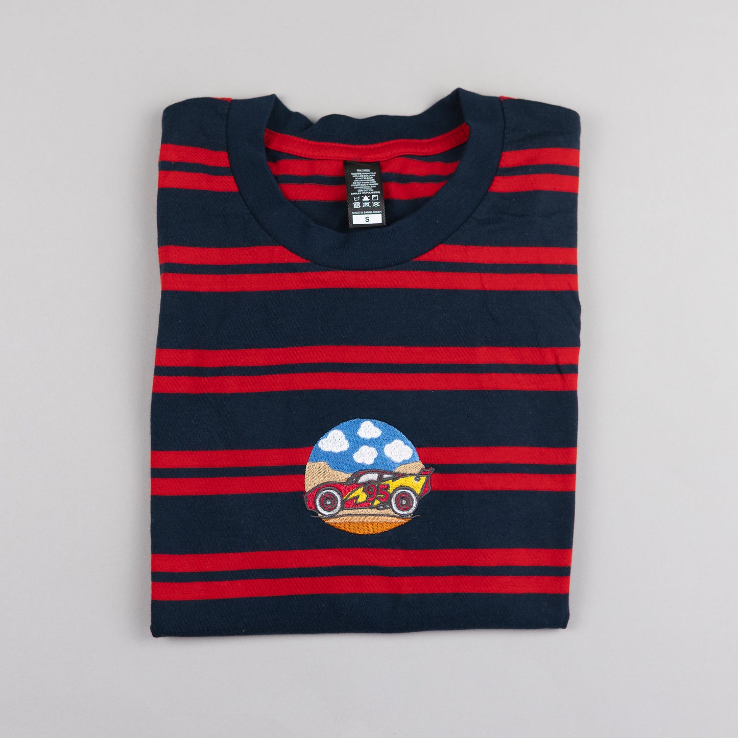 Sample - Cars Embroidered Stripe T-Shirt