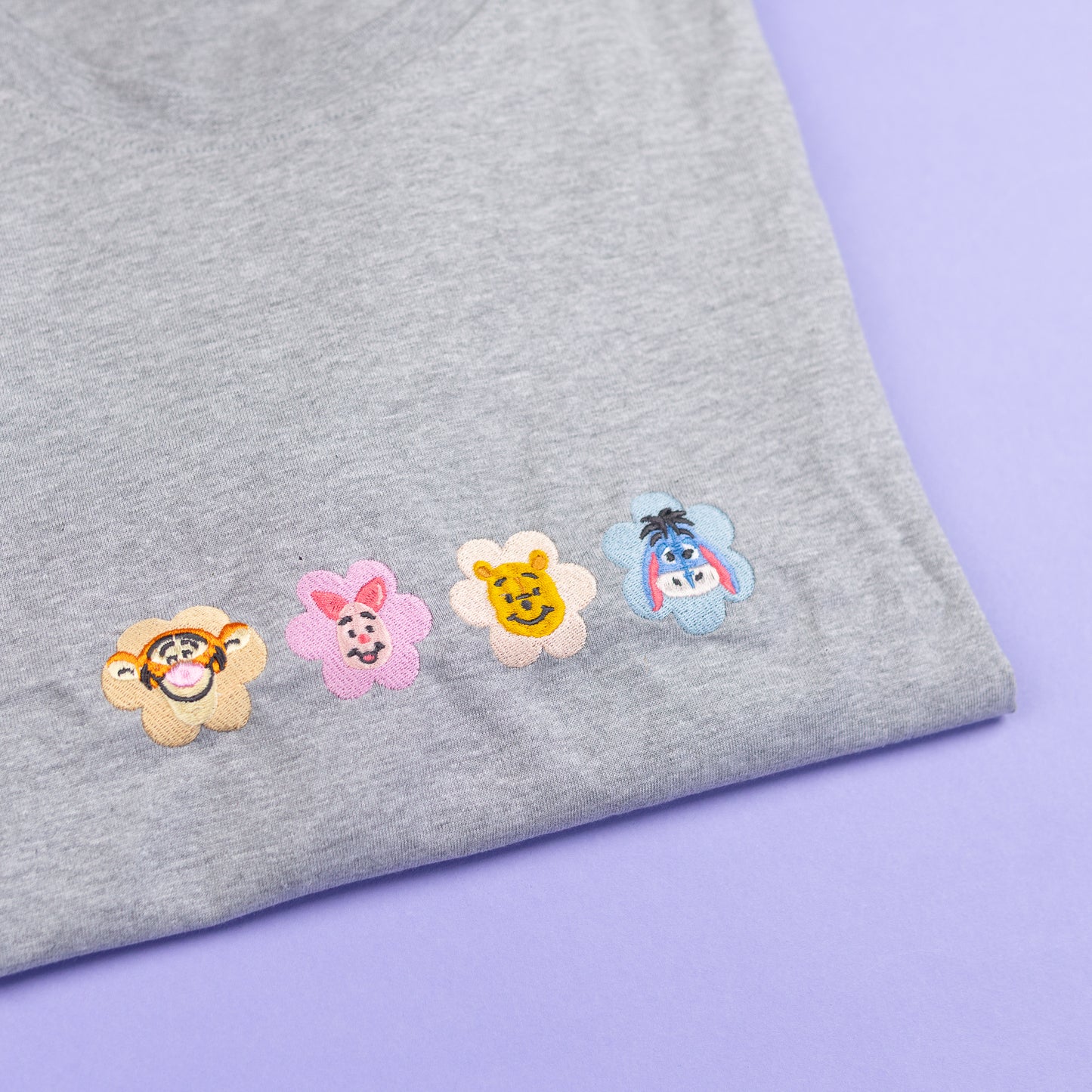 Sample - Winnie Flowers Embroidered Grey Oversize Tee