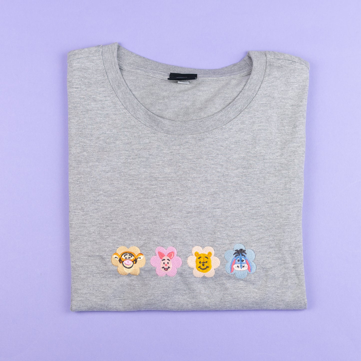 Sample - Winnie Flowers Embroidered Grey Oversize Tee