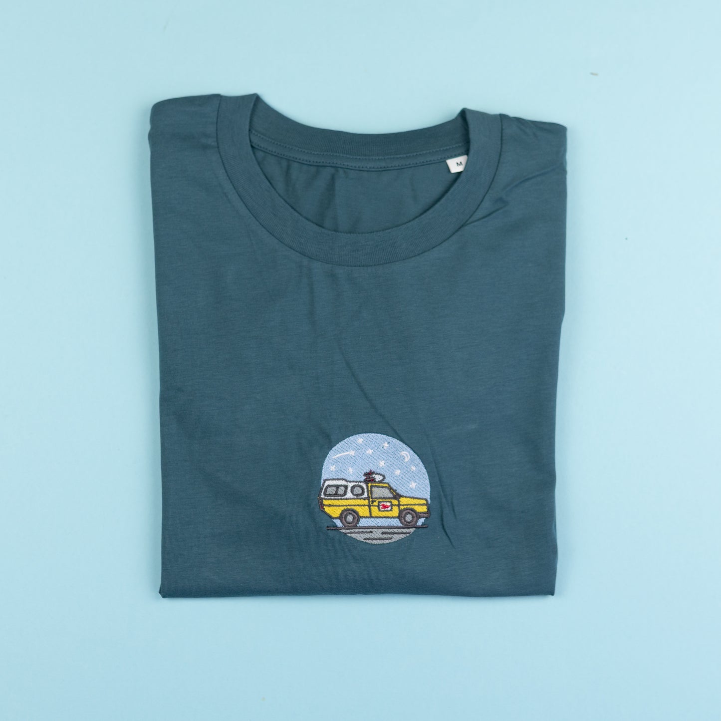 Sample - Pizza Planet Blue Embroidered T-Shirt