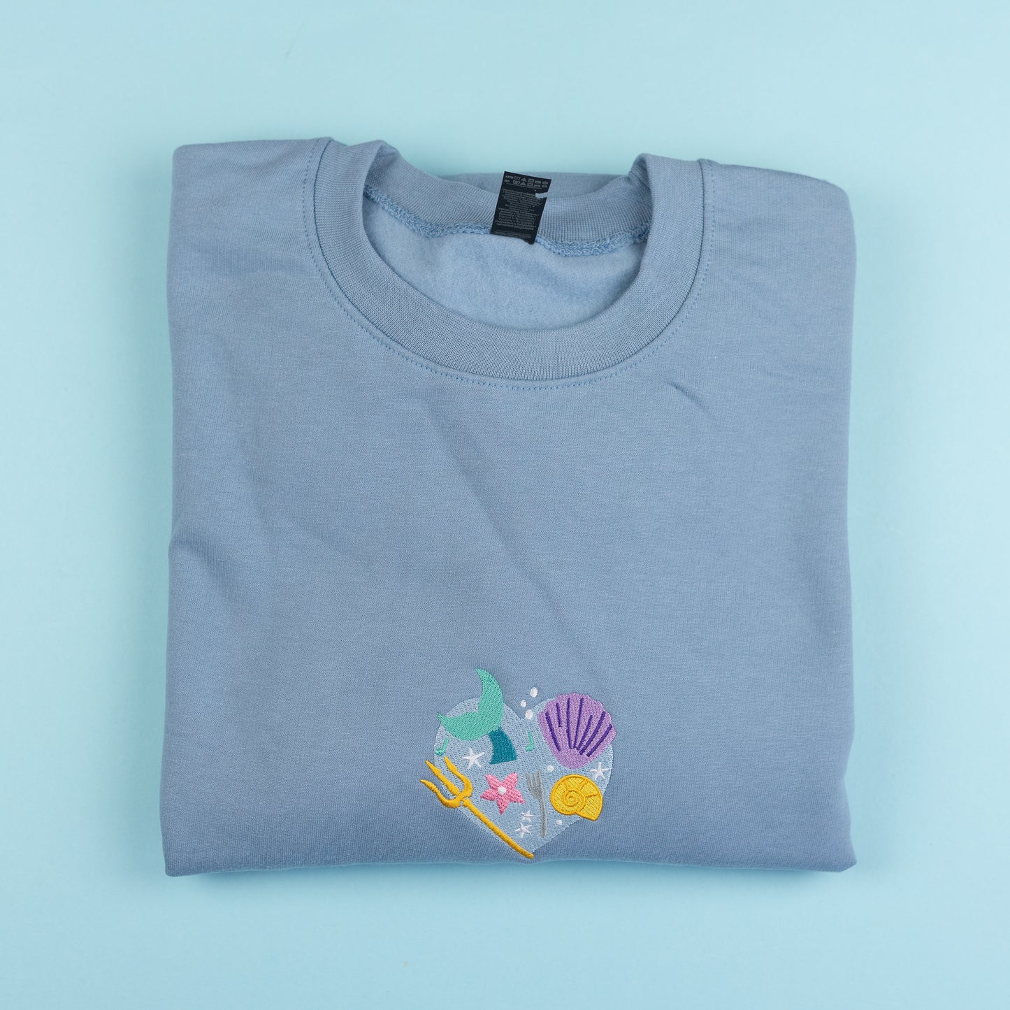 Sample - Ariel Heart Faded Blue Embroidered Jumper