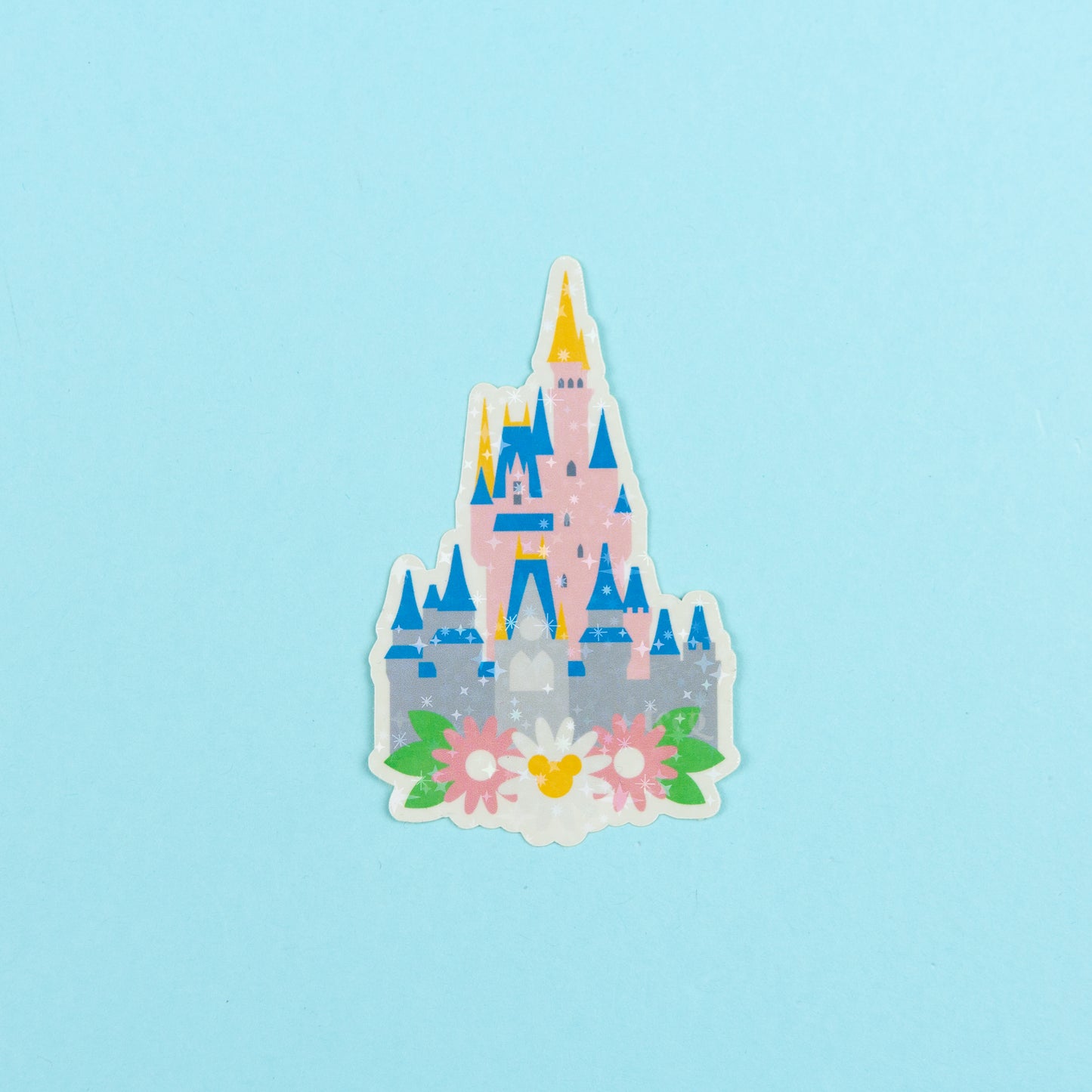 Walt Disney World Castle Floral Sparkly Vinyl Stickers