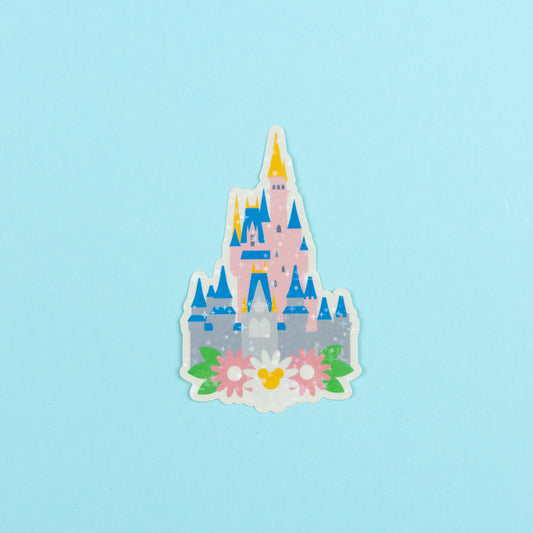 Walt Disney World Castle Floral Sparkly Vinyl Stickers