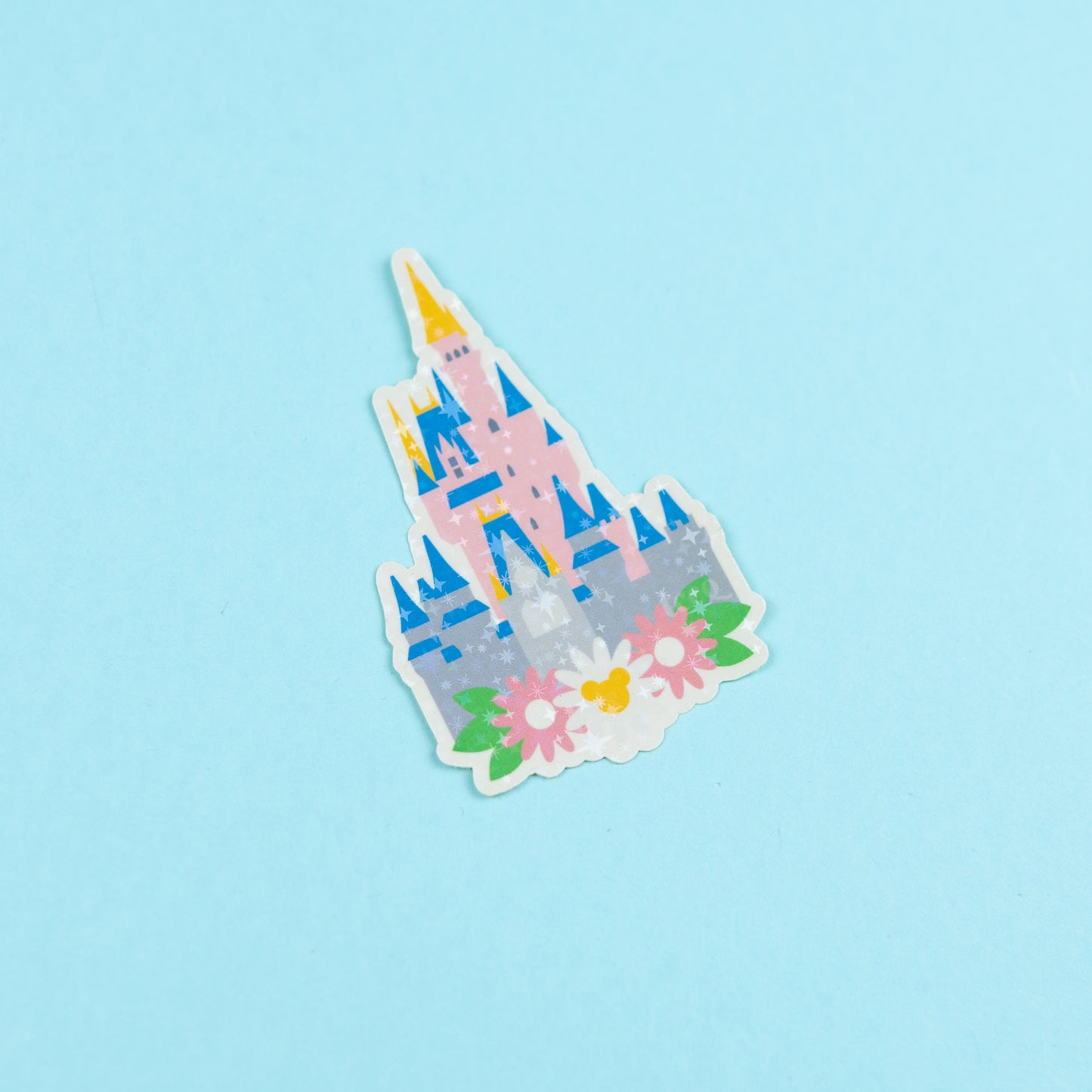 Walt Disney World Castle Floral Sparkly Vinyl Stickers